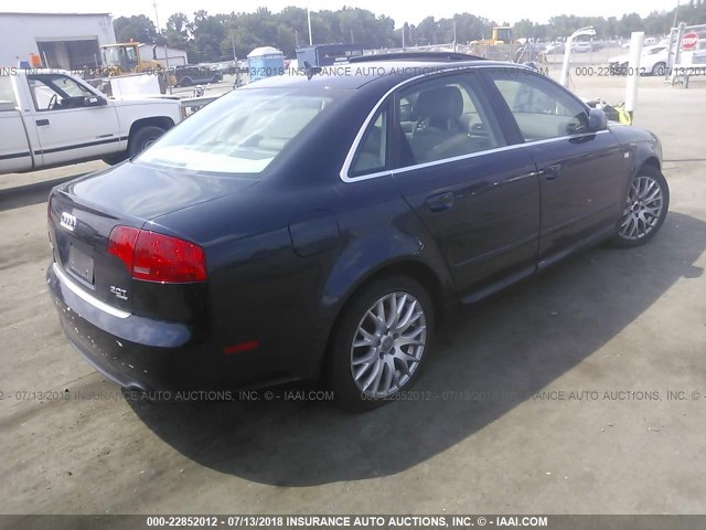 WAUDF78E08A166546 - 2008 AUDI A4 2.0T QUATTRO Dark Blue photo 4