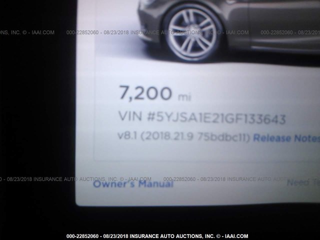 5YJSA1E21GF133643 - 2016 TESLA MODEL S BEIGE photo 7