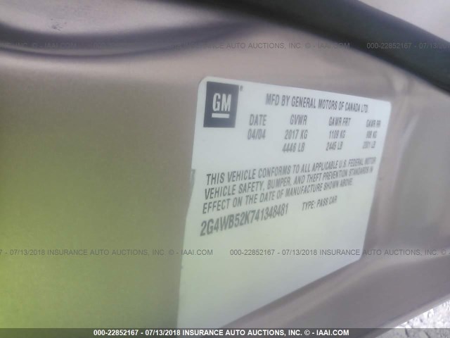 2G4WB52K741348481 - 2004 BUICK REGAL LS 金色 照片 9