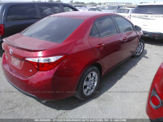 5YFBURHE8EP110776 - 2014 TOYOTA COROLLA L/LE/LE PLS/PRM/S/S PLS RED photo 4