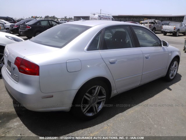 WAUDF78EX7A099078 - 2007 AUDI A4 2.0T QUATTRO SILVER photo 4