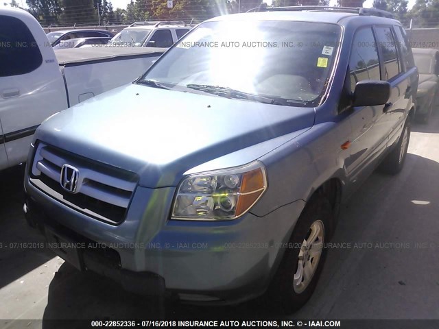 5FNYF28137B018627 - 2007 HONDA PILOT LX Light Blue photo 2