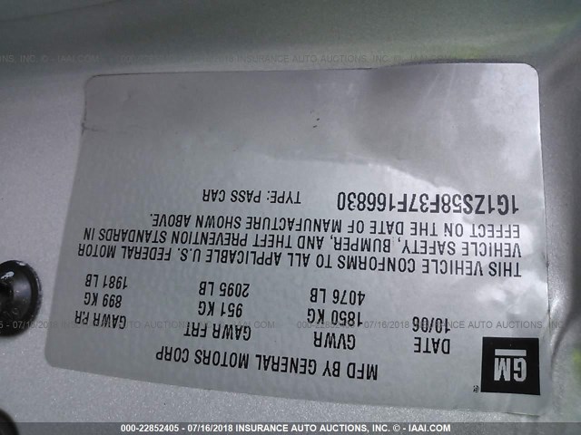 1G1ZS58F37F166830 - 2007 CHEVROLET MALIBU LS 灰色 照片 9