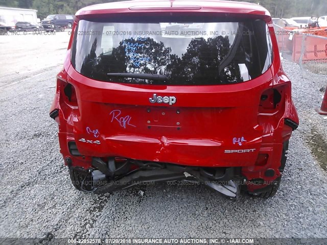 ZACCJBAB1HPF83237 - 2017 JEEP RENEGADE SPORT RED photo 6