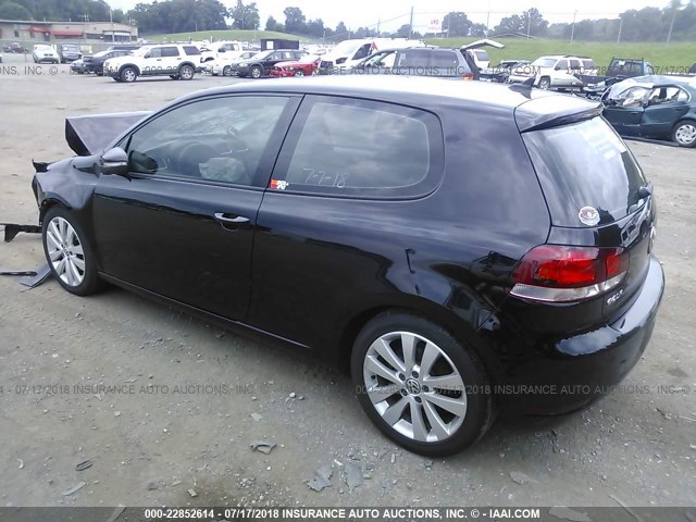 WVWMM7AJ0CW285242 - 2012 VOLKSWAGEN GOLF BLACK photo 3