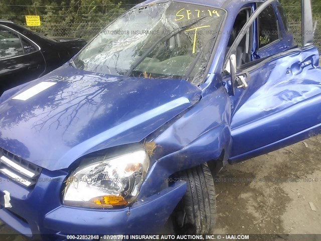 KNDJF723577309581 - 2007 KIA SPORTAGE EX/LX BLUE photo 6