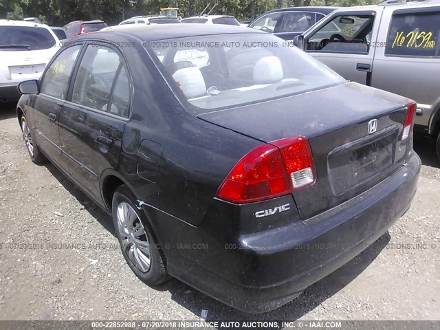1HGES16554L013910 - 2004 HONDA CIVIC LX BLACK photo 3
