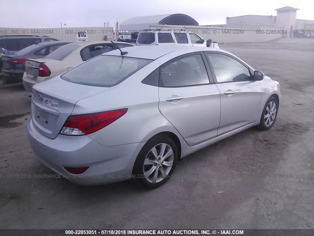 KMHCU4AEXEU678558 - 2014 HYUNDAI ACCENT GLS/SE SILVER photo 4