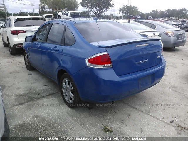 1FAHP35N68W183553 - 2008 FORD FOCUS SE/SEL/SES BLUE photo 3