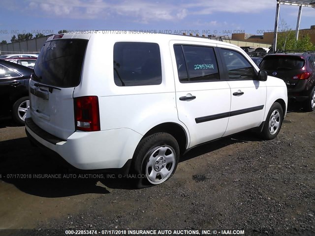 5FNYF3H29FB013428 - 2015 HONDA PILOT LX WHITE photo 4