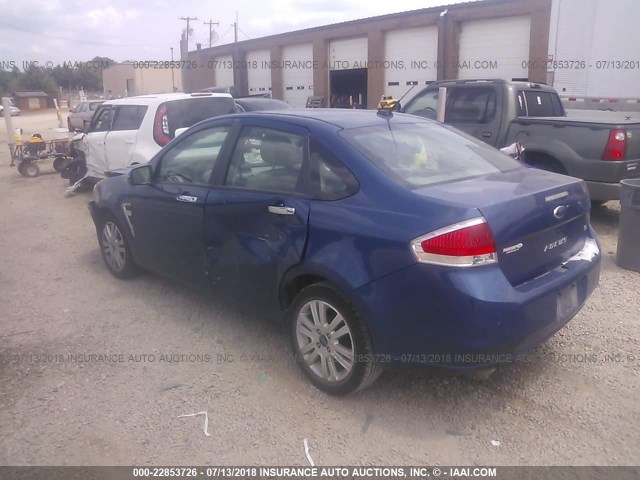 1FAHP35N08W261938 - 2008 FORD FOCUS SE/SEL/SES BLUE photo 3