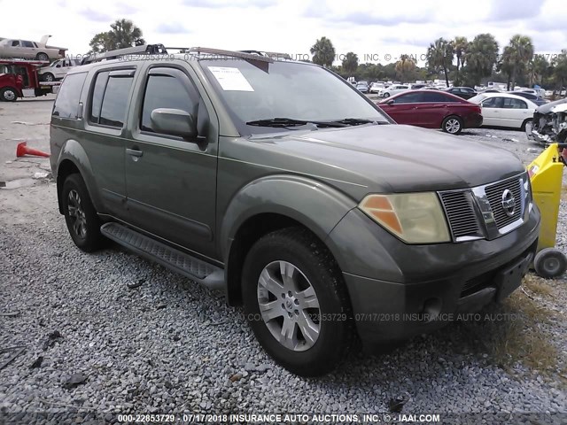 5N1AR18W45C736935 - 2005 NISSAN PATHFINDER LE/SE/XE GREEN photo 1