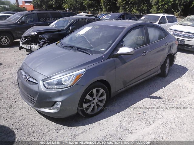 KMHCU4AE9EU598734 - 2014 HYUNDAI ACCENT GLS/SE GRAY photo 2