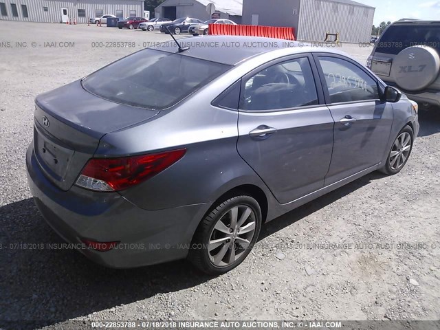 KMHCU4AE9EU598734 - 2014 HYUNDAI ACCENT GLS/SE GRAY photo 4