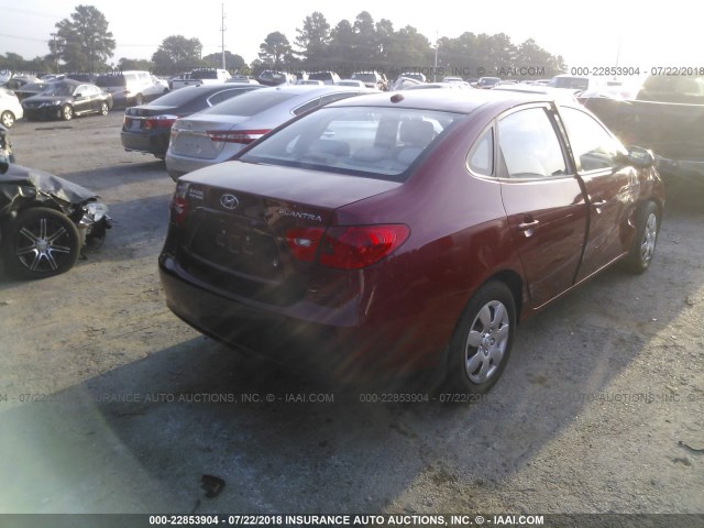 KMHDU46D39U618664 - 2009 HYUNDAI ELANTRA GLS/SE RED photo 4