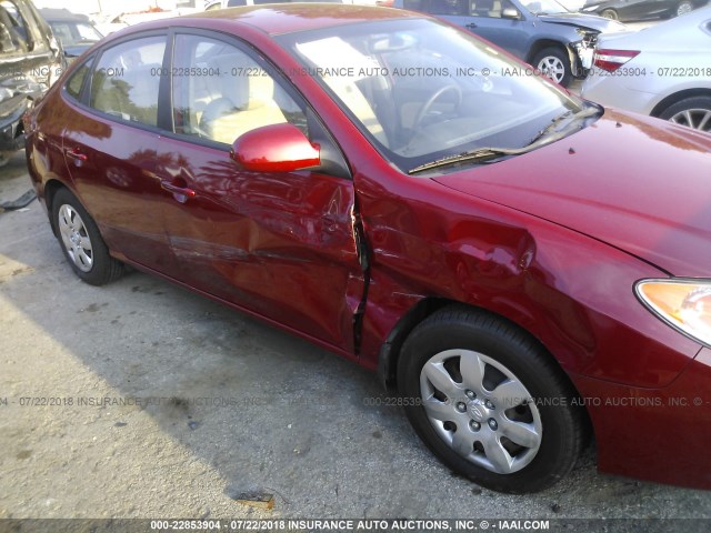 KMHDU46D39U618664 - 2009 HYUNDAI ELANTRA GLS/SE RED photo 6