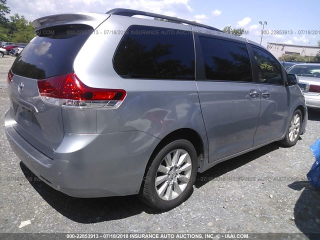 5TDDK3DC0BS002865 - 2011 TOYOTA SIENNA XLE/LIMITED SILVER photo 4