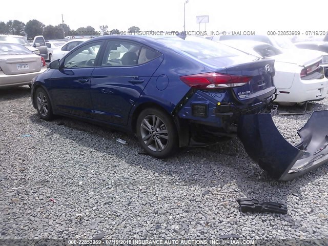 5NPD84LF9JH246034 - 2018 HYUNDAI ELANTRA SEL/VALUE/LIMITED BLUE photo 3