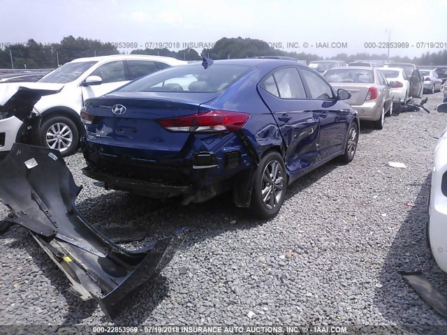 5NPD84LF9JH246034 - 2018 HYUNDAI ELANTRA SEL/VALUE/LIMITED BLUE photo 4