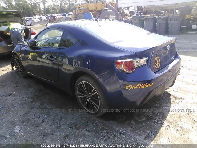 JF1ZNAA16D1726411 - 2013 TOYOTA SCION FR-S BLUE photo 3