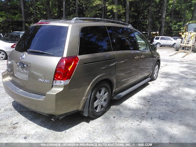 5N1BV28U14N317335 - 2004 NISSAN QUEST S/SE/SL BEIGE photo 4