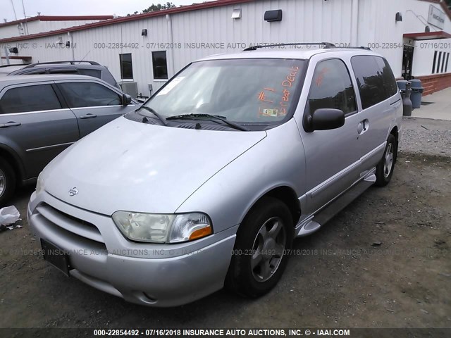 4N2ZN15T31D806018 - 2001 NISSAN QUEST GXE SILVER photo 2