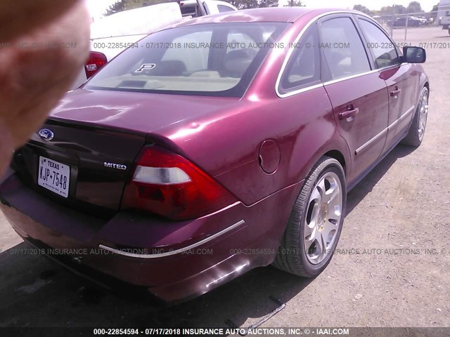 1FAHP25195G144808 - 2005 FORD FIVE HUNDRED LIMITED MAROON photo 4