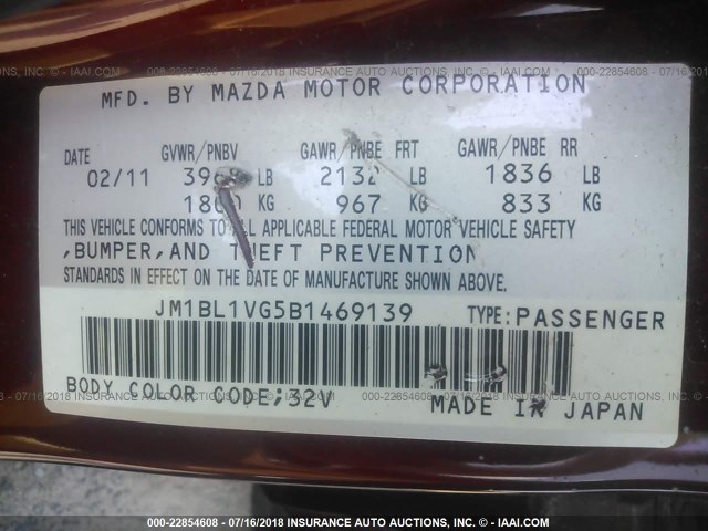 JM1BL1VG5B1469139 - 2011 MAZDA 3 I RED photo 9