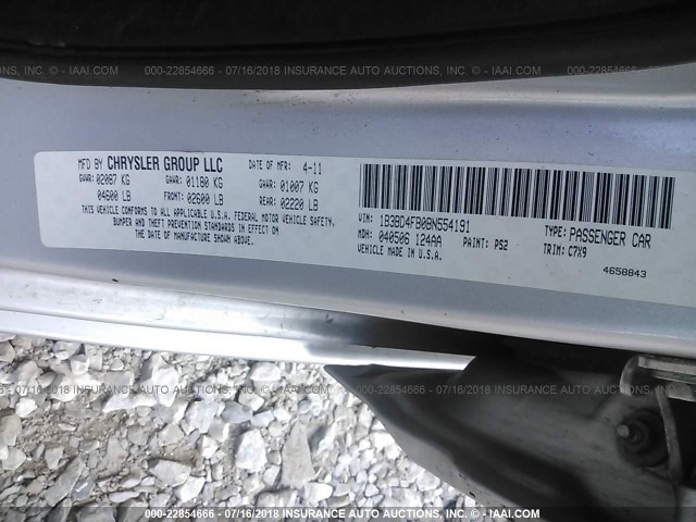 1B3BD4FB0BN554191 - 2011 DODGE AVENGER EXPRESS SILVER photo 9