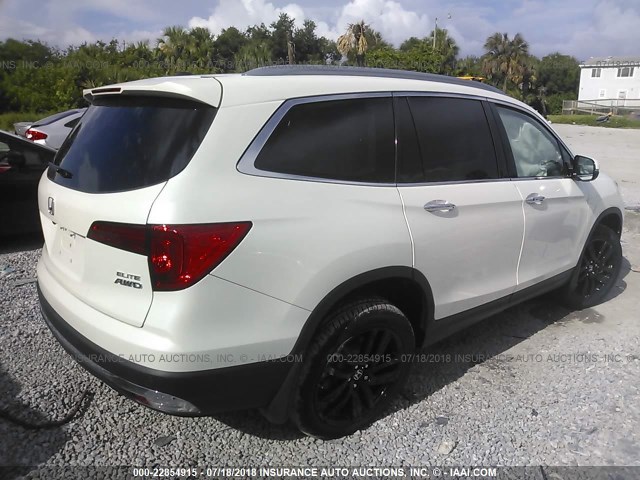 5FNYF6H09HB068786 - 2017 HONDA PILOT ELITE WHITE photo 4