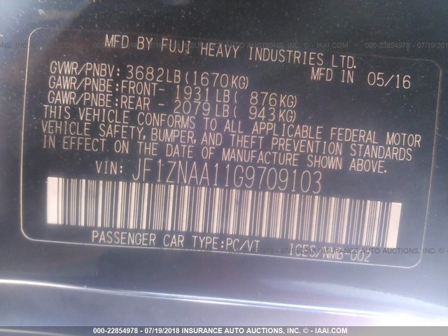 JF1ZNAA11G9709103 - 2016 TOYOTA SCION FR-S BLACK photo 9