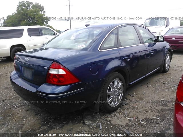 1FAHP24137G140516 - 2007 FORD FIVE HUNDRED SEL BLUE photo 4
