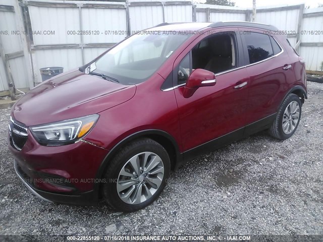 KL4CJASB7HB035630 - 2017 BUICK ENCORE PREFERRED RED photo 2