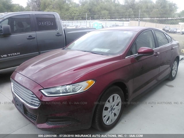 3FA6P0G70DR128260 - 2013 FORD FUSION S RED photo 2