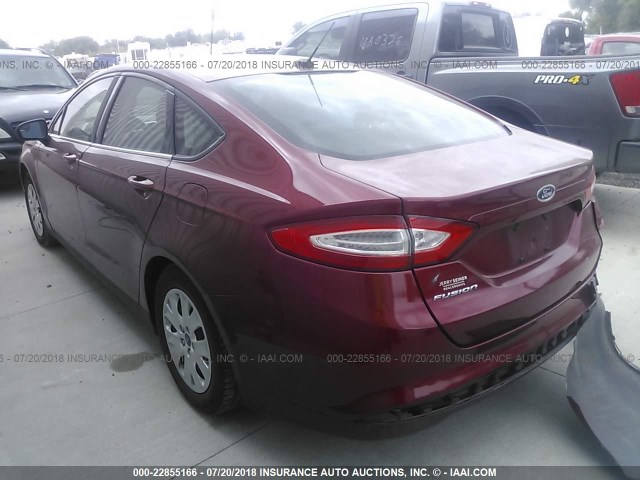 3FA6P0G70DR128260 - 2013 FORD FUSION S RED photo 3