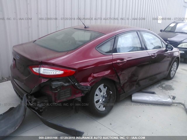 3FA6P0G70DR128260 - 2013 FORD FUSION S RED photo 4