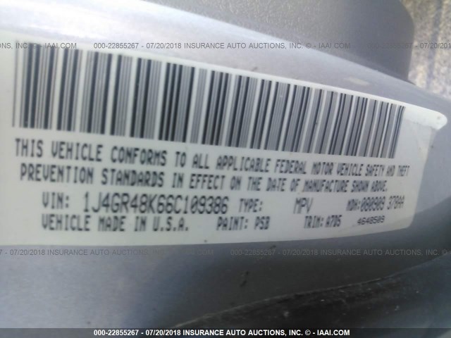 1J4GR48K66C109386 - 2006 JEEP GRAND CHEROKEE LAREDO/COLUMBIA/FREEDOM 银色 照片 9