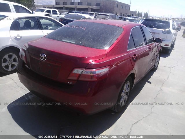 4T1BE46K59U292773 - 2009 TOYOTA CAMRY SE/LE/XLE RED photo 4