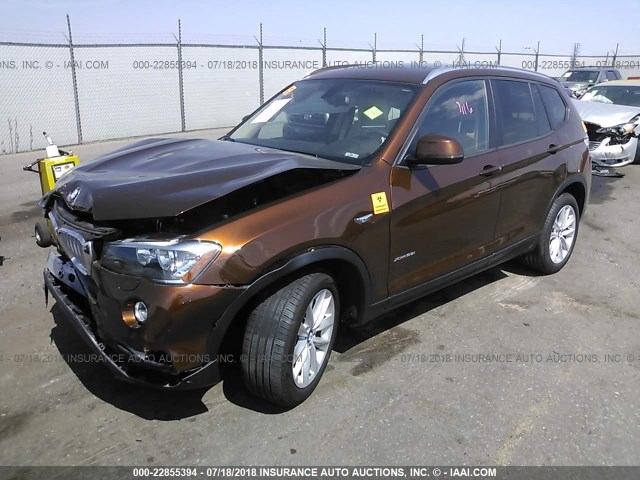 5UXWX9C39H0T24350 - 2017 BMW X3 XDRIVE28I BROWN photo 2