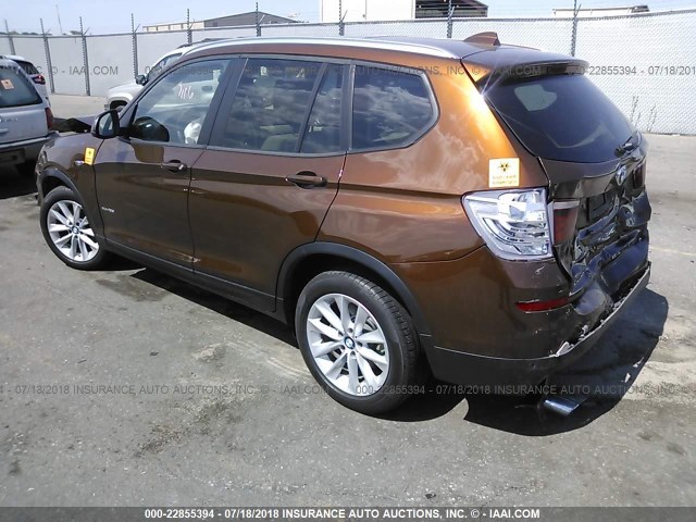 5UXWX9C39H0T24350 - 2017 BMW X3 XDRIVE28I BROWN photo 3