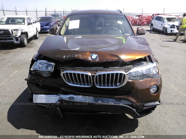 5UXWX9C39H0T24350 - 2017 BMW X3 XDRIVE28I BROWN photo 6