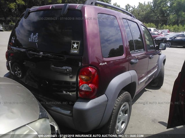 1J4GL48K12W114554 - 2002 JEEP LIBERTY SPORT RED photo 4