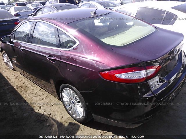 3FA6P0LU5DR383367 - 2013 FORD FUSION SE HYBRID BURGUNDY photo 3