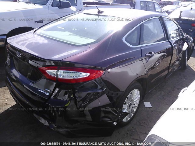 3FA6P0LU5DR383367 - 2013 FORD FUSION SE HYBRID BURGUNDY photo 4