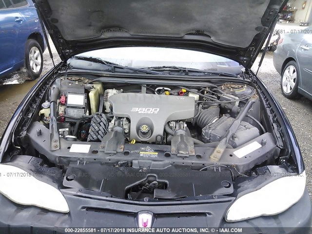 2G1WX15KX29129600 - 2002 CHEVROLET MONTE CARLO SS შავი ფოტო 10