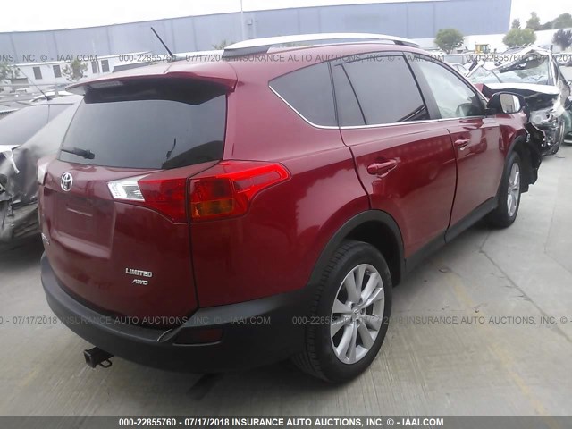 2T3DFREV2EW180822 - 2014 TOYOTA RAV4 LIMITED RED photo 4