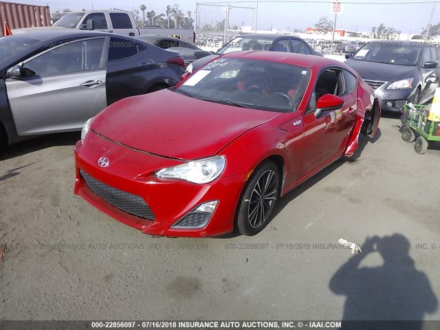 JF1ZNAA13D2729549 - 2013 TOYOTA SCION FR-S RED photo 2