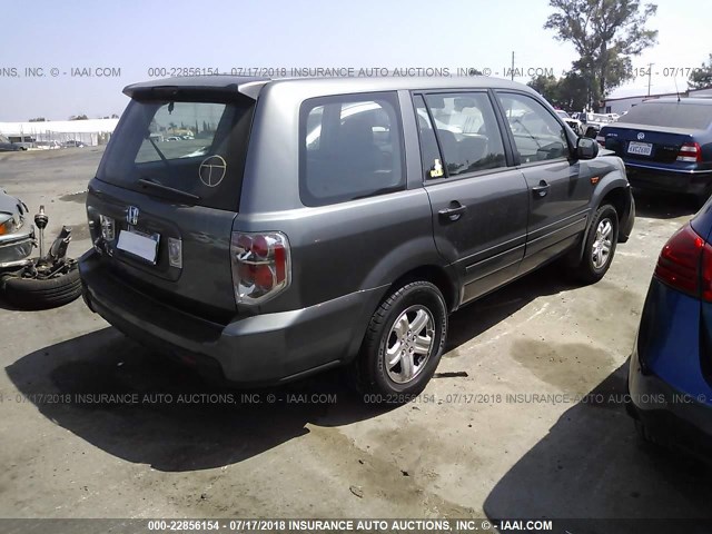 5FNYF28107B044456 - 2007 HONDA PILOT LX GRAY photo 4