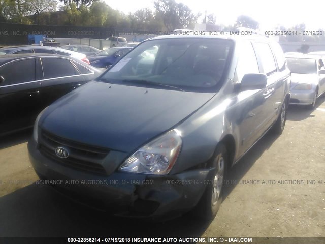 KNDMB233X86249895 - 2008 KIA SEDONA EX/LX Light Blue photo 2