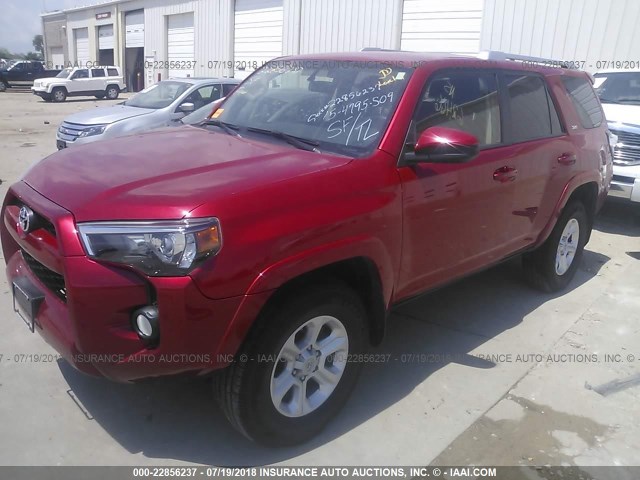 JTEBU5JR8F5223417 - 2015 TOYOTA 4RUNNER SR5/LIMITED/TRAIL/TRD PRO RED photo 2